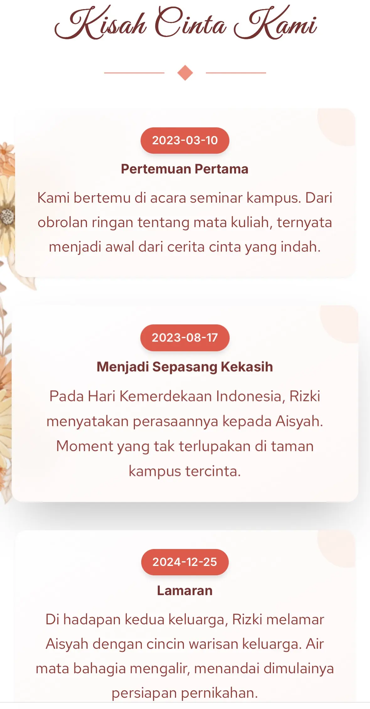 Timeline Kisah Cinta